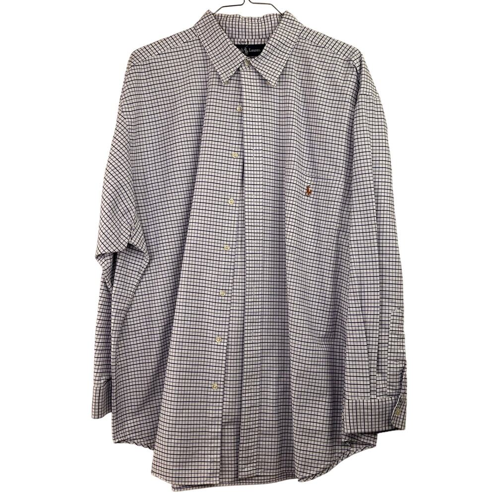 Polo Ralph Lauren Men's White Checkered Button-Up Long Sleeve Shirt Size 2X Big